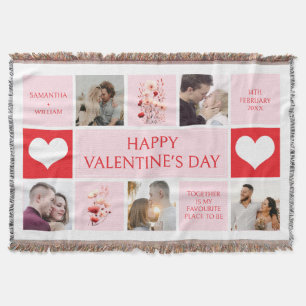 Valentines Day Personalised Photo Collage  Throw Blanket