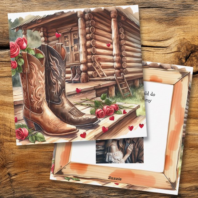 Valentine's Day Personalised Photo Rustic Holiday Card (Creator Uploaded)