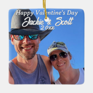 Valentine's Day PERSONALIZED Photo & Names Ceramic Ornament