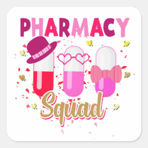 Valentines Day Pharmacy Squad Group Matching Square Sticker