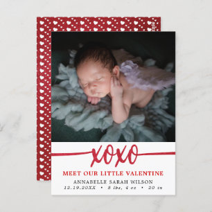 Valentine's Day Photo Birth  Announcement Postcard