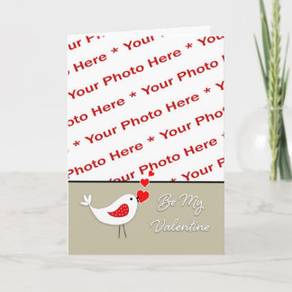 Valentine's Day Photo Card-Cute Bird with Hearts Holiday Card