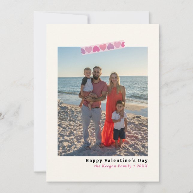Valentine's Day- Photo Card- Heart Washi Tape Holiday Card (Front)