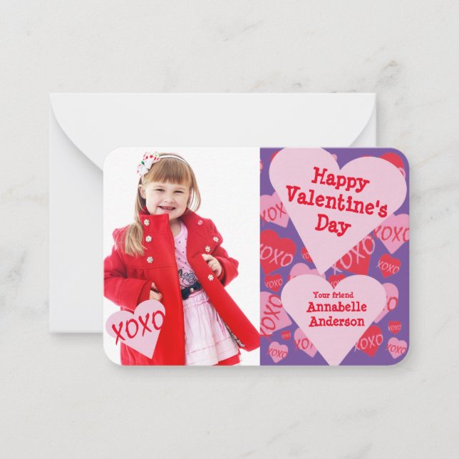 Valentines Day Photo Classroom XOXO Sweethearts  Card (Front)