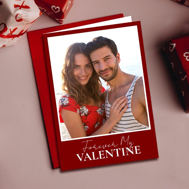 Valentines Day Photo Couple Red Valentine's Card (Cherish memories with a Valentine's card featuring you and your loved one, expressing your bond.)