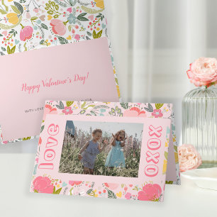 Valentine's Day photo cute pink best friends Holiday Card