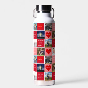 Valentine's Day Photo Grid Poster Water Bottle
