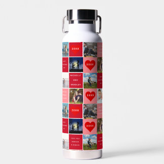 Valentine's Day Photo Grid Poster Water Bottle