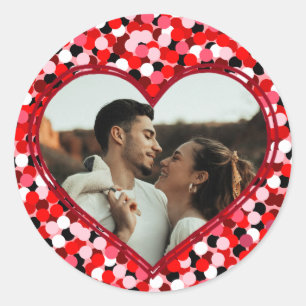 Valentine's Day Photo Heart Classic Round Sticker