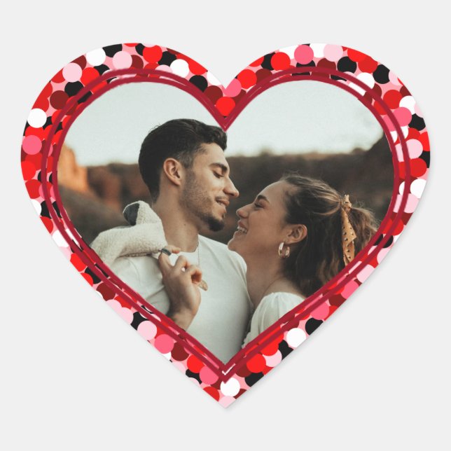 Valentine's Day Photo Heart Sticker (Front)