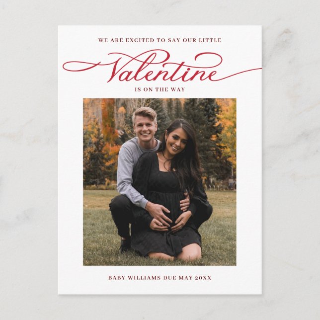 Valentine's Day Photo Pregnancy  Announcement Postcard (Front)