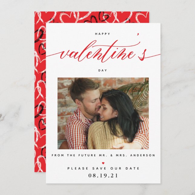 Valentine's Day Photo Wedding Save The Date (Front/Back)