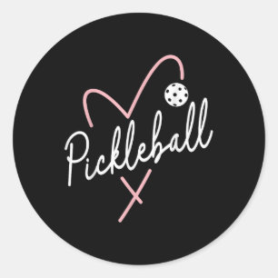 Valentines Day Pickleball Heart Funny Heart Shape  Classic Round Sticker