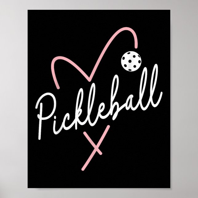 Valentines Day Pickleball Heart Funny Heart Shape  Poster (Front)