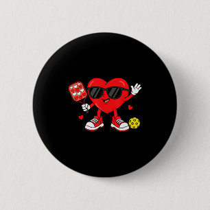 Valentines day pickleball heart player women girls 6 cm round badge