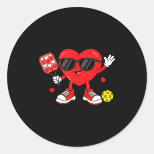 Valentines day pickleball heart player women girls classic round sticker