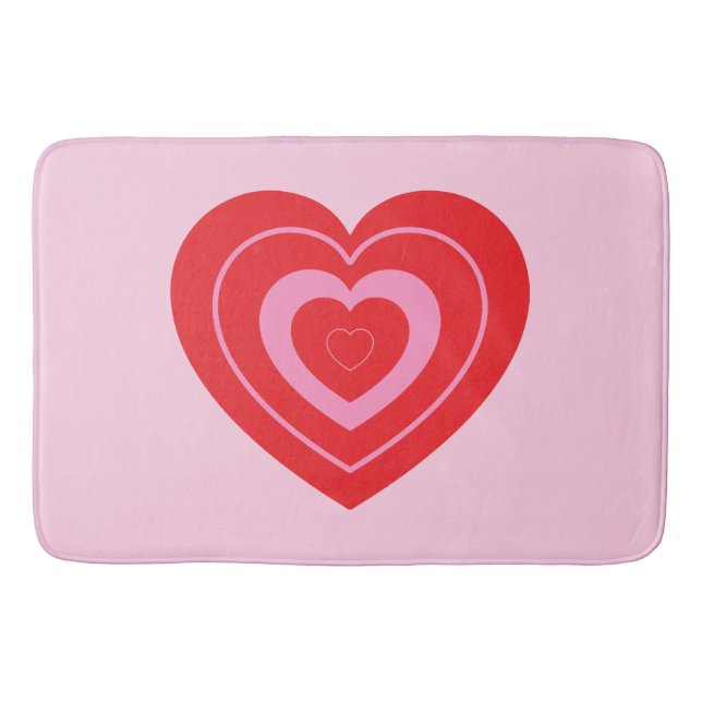 Valentines Day Pink and Red Two Toned Heart Bath Mat (Front)