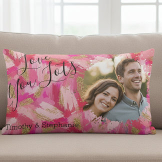 Valentine's Day Pink Brush Stroke Photo Pillow