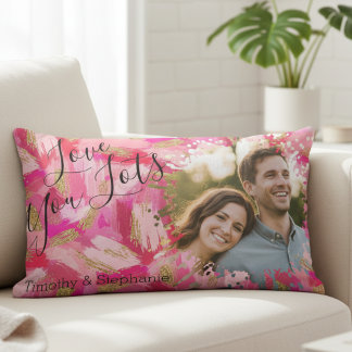 Valentine's Day Pink Brush Stroke Photo Pillow