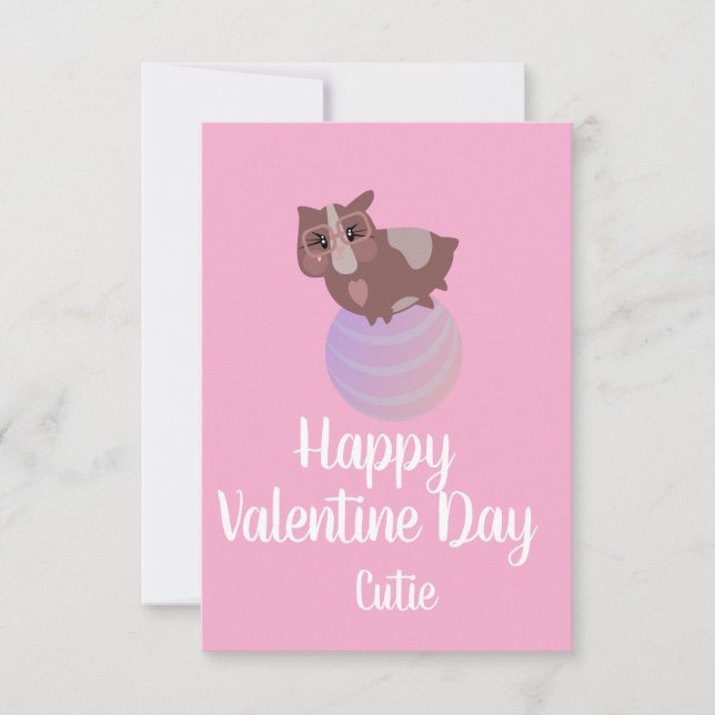 Valentines Day Pink Cute Hamster  Card (Front)