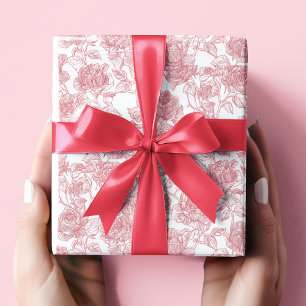 Valentine's Day Pink Elegant Roses Wrapping Paper 
