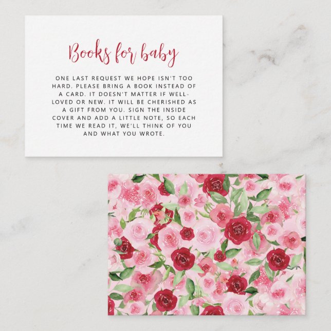 Valentine's Day Pink Floral Books for Baby Enclosure Card (Front/Back)