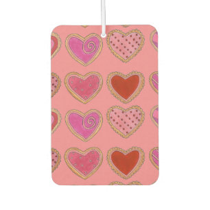 Valentine's Day Pink Frosted Heart Sugar Cookies Car Air Freshener