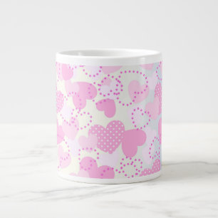 Valentine's Day Pink Hearts Background-38923 Large Coffee Mug