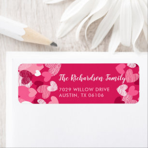 Valentine's Day Pink Hearts Custom Return Address Return Address Label