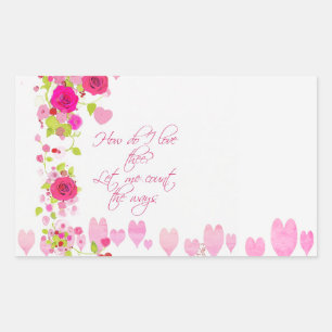 Valentines Day Pink Hearts Roses Vintage Sticker
