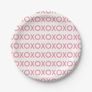 VALENTINE'S DAY PINK HUGS AND KISSES  PAPER PLATE