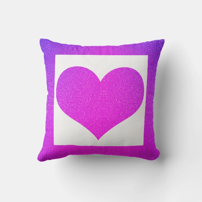 Valentines Day Pink Purple Glitter Heart Gift Cool Cushion (Back)