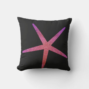 Valentines Day Pink Purple Glitter Starfish Gift Cushion