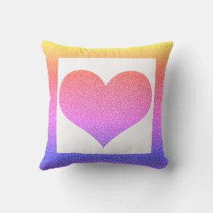 Valentine's Day Pink Purple Ombre Glitter Heart  Cushion
