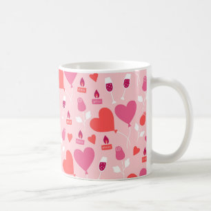 Valentine's Day Pink Red Heart Balloons Pattern Coffee Mug