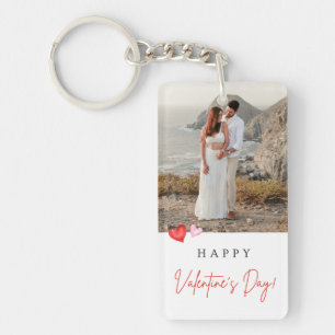 Valentine's Day Pink & Red Hearts Photo Key Ring