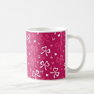Valentine's Day Pink Red Ribbons Hearts Pattern Coffee Mug