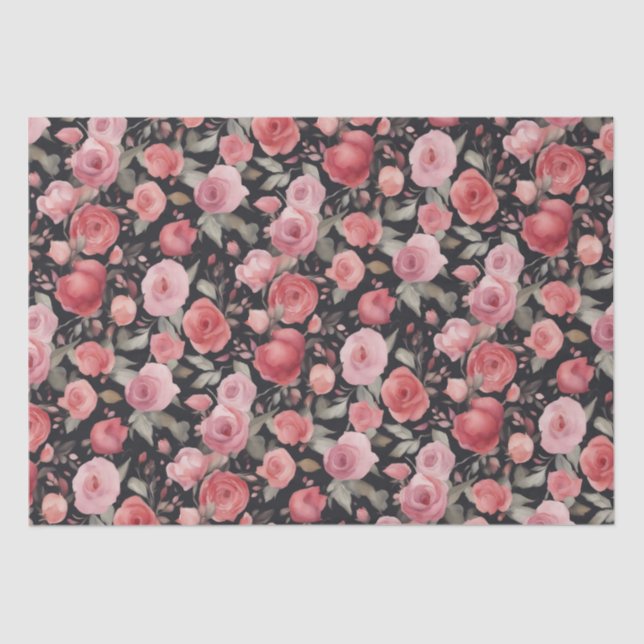 Valentines Day Pink & Red Roses  Tissue Paper (Front)
