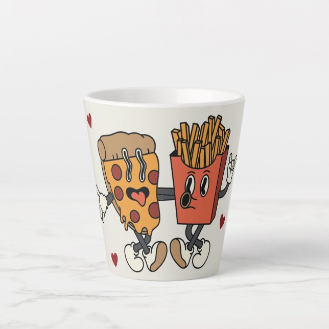 Valentine's Day "Pizza and Fried Potatoes Match"  Latte Mug (Front)