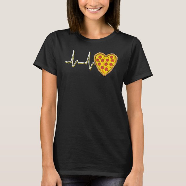 Valentine's Day Pizza Heart Beat Heart Pizza T-Shirt (Front)