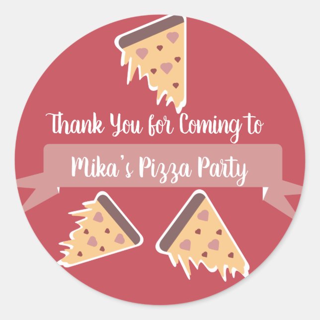 Valentines Day Pizza Party Kids Party  Classic Rou Classic Round Sticker (Front)