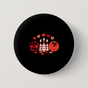 Valentines Day Plaid Bowling Valentine Srts Men Wo 6 Cm Round Badge