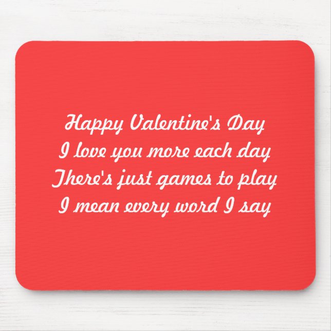 Valentine's day poem mouse pad (Front)