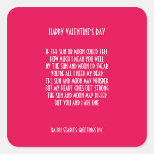 VALENTINE'S DAY POEM SQUARE STICKER