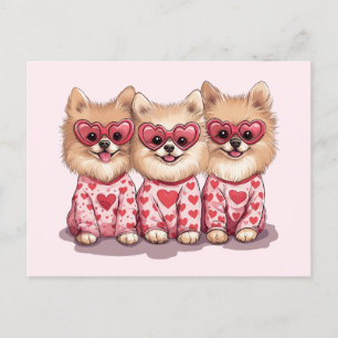 Valentines Day Pomeranian Dogs Holiday Postcard