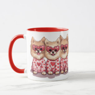 Valentines Day Pomeranian Dogs Mug