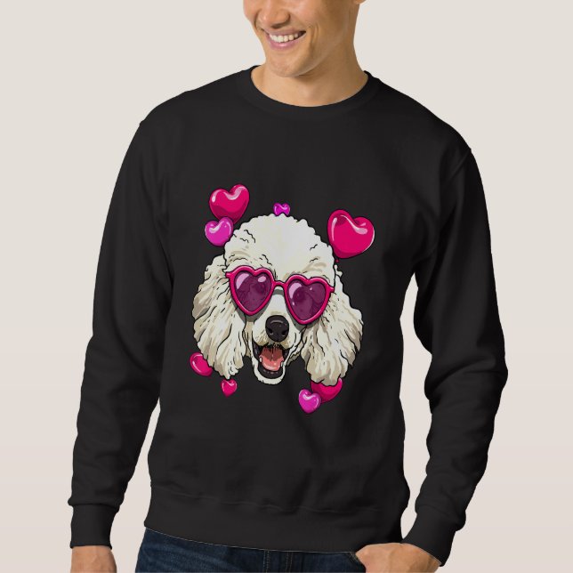 Valentines Day Poodle Heart Couples Puppy Poodle D Sweatshirt (Front)