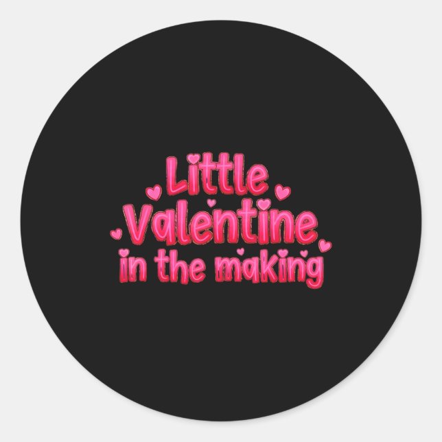 Valentines Day Pregnancy Announcement Little Valen Classic Round Sticker (Front)