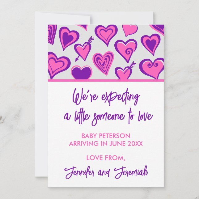 Valentines day pregnancy announcement pink sweet (Front)