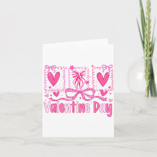 Valentines Day Preppy Hearts Coquette Bow Women Gi Card